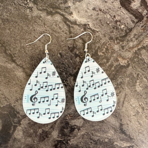Music Note Teardrop Earrings Lightweight Dangle Jewelry Theater Music Gift - Picture 8 of 9